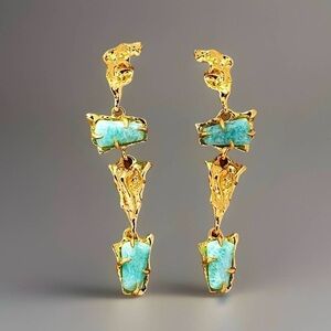 Alexis Bittar Gold and Turquoise Drop Earrings